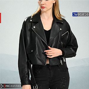 Jaket Kulit Biker Wanita JW01016 • Premium Harga Pabrik - raleather®