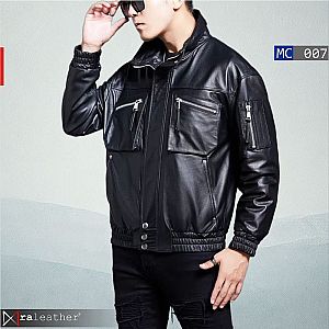 Jaket Kulit Bomber Pria MC007 • Harga Pabrik - RA Leather® Garut