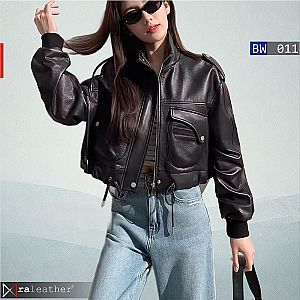 Jaket Kulit Wanita Bomber Oversized BW011- raleather® Garut