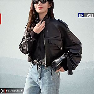 Jaket Kulit Wanita Bomber Oversized BW011- raleather® Garut