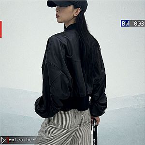 Jaket Kulit Bomber Wanita BW003 - Crop Oversize Vintage