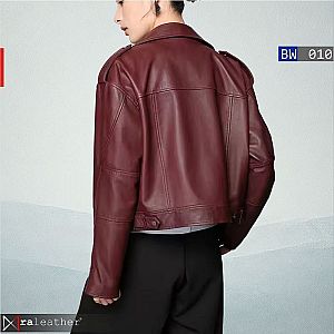 Jaket Kulit Biker Wanita BW010 • Crop Oversize Maroon Bold, Gaya Rebel Elegan