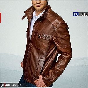 Jaket Kulit Pria MC016 • Warna Tan Spinil - raleather® Garut