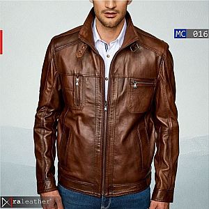 Jaket Kulit Pria MC016 • Warna Tan Spinil - raleather® Garut
