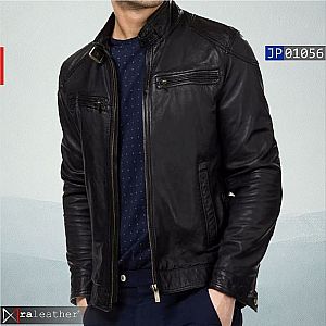 Jaket Kulit Biker Pria JP01056 • Harga Pabrik - RA Leather® Garut