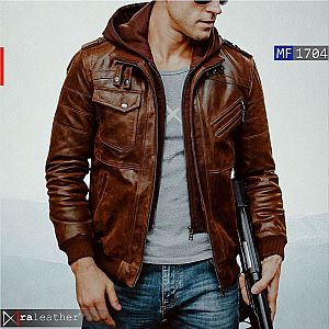 Jaket Kulit MF1704 Hoodie