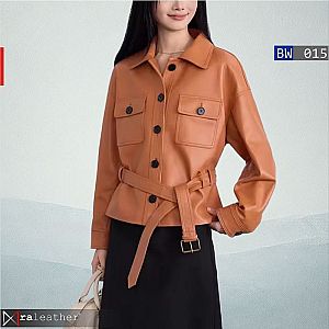 Jaket Kulit Wanita BW015 • Minimalis Elegan dengan Belt