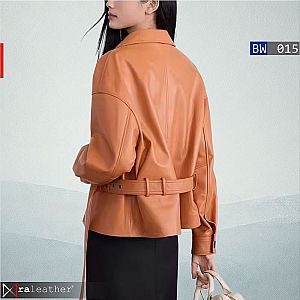 Jaket Kulit Wanita BW015 • Minimalis Elegan dengan Belt