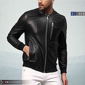 Jaket Kulit Bomber Pria BJ018 –  Klasik untuk Pria Stylish