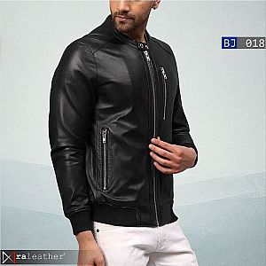 Jaket Kulit Bomber Pria BJ018 –  Klasik untuk Pria Stylish