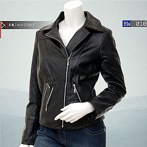 Jaket Kulit Biker Wanita BW010 • Harga Pabrik - RA Leather® Garut