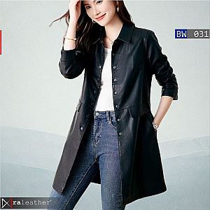 Jaket Trench Coat Kulit Wanita • Harga Pabrik - RA Leather® Garut